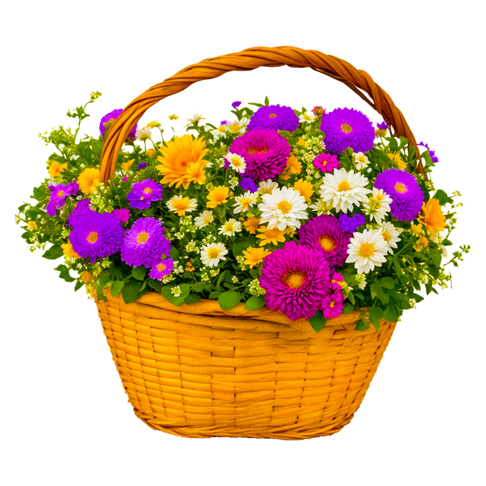 flower basket hd transparenr AI Generative png