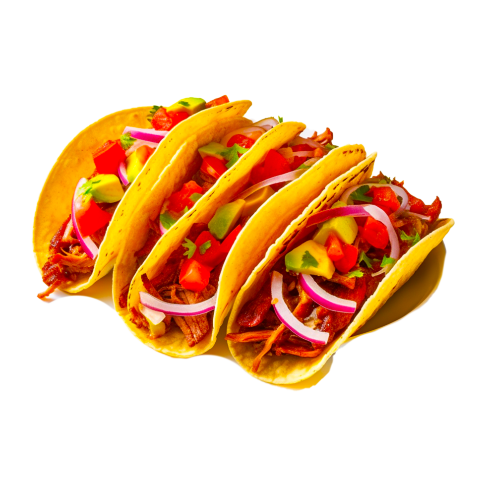 Frais Viande et légume tacos sur transparent Contexte ai génératif png