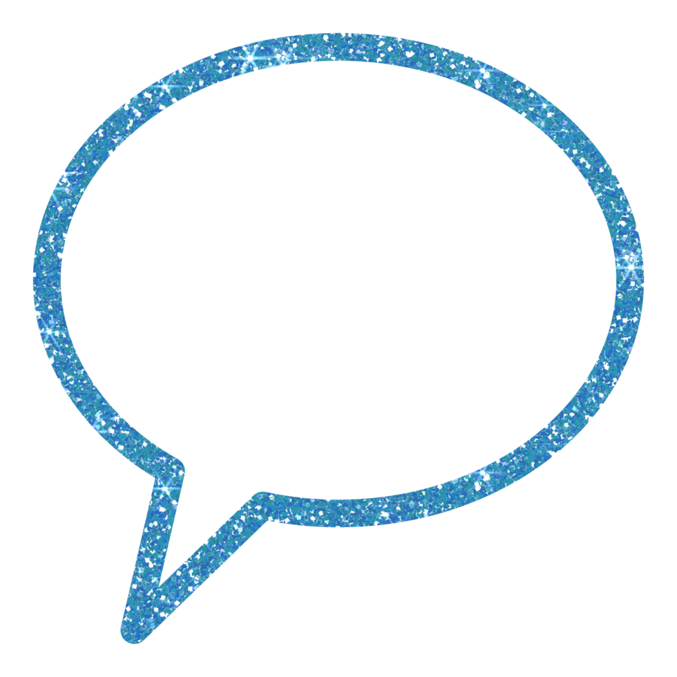 Blue Speech bubble glitter on transparent background.Speech balloon. chat bubble icon. Design for decorating,background, wallpaper, illustration png