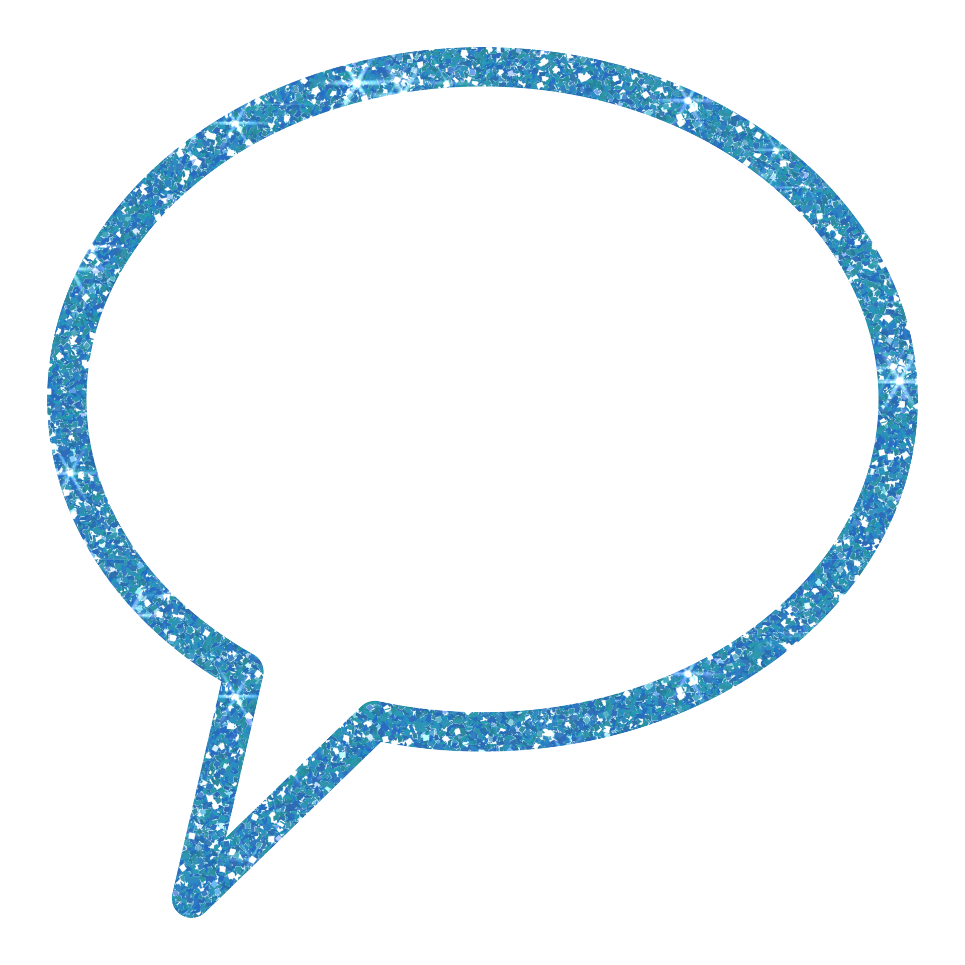 Blue Speech bubble glitter on transparent background.Speech balloon
