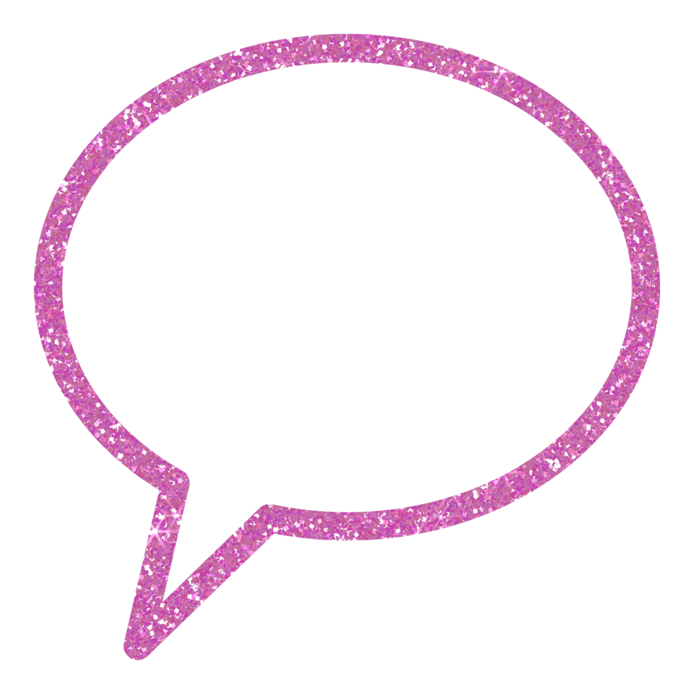 Pink Speech bubble glitter on transparent background.Speech balloon. chat bubble icon. Design for decorating,background, wallpaper, illustration png