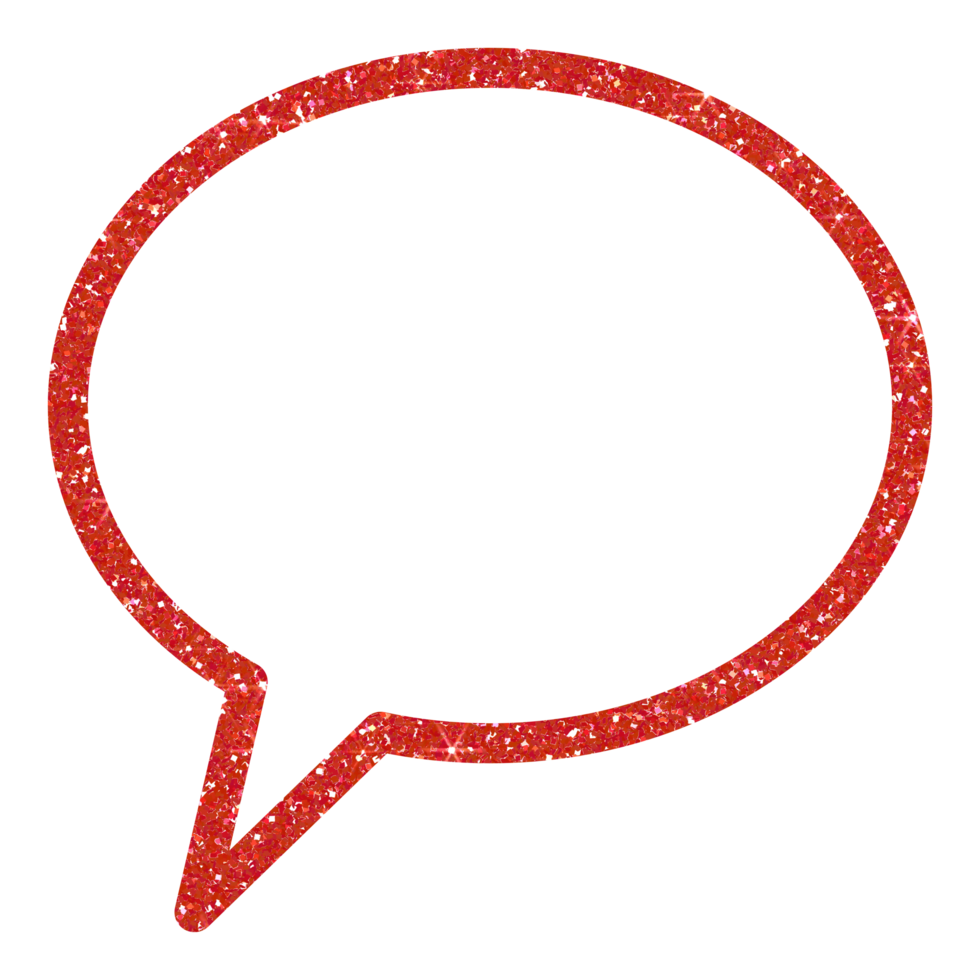 Red Speech bubble glitter on transparent background.Speech balloon. chat bubble icon. png