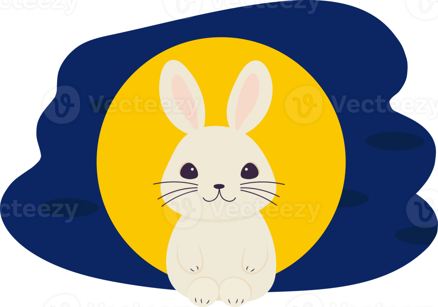 Chinese moon rabbit, Jade hare with full moon background and festive pattern. png
