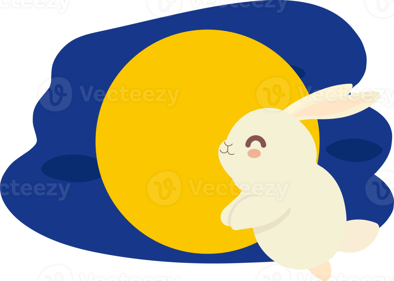 Chinese moon rabbit, Jade hare with full moon background and festive pattern. png