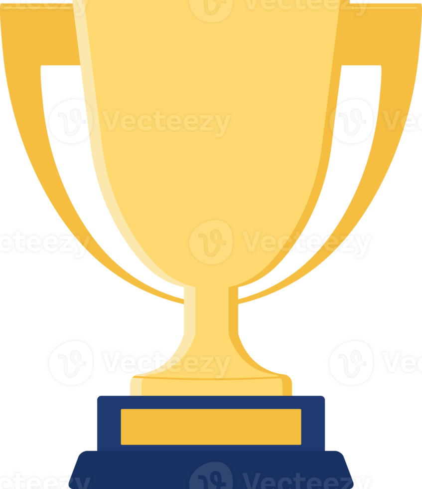 Shiny golden trophy cup with stand, the first prize design element. png