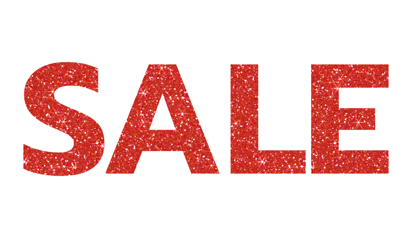 Red glitter sale message on transparent background, Sale banner, Sale icon, Design for decorating, background, wallpaper, illustration, png