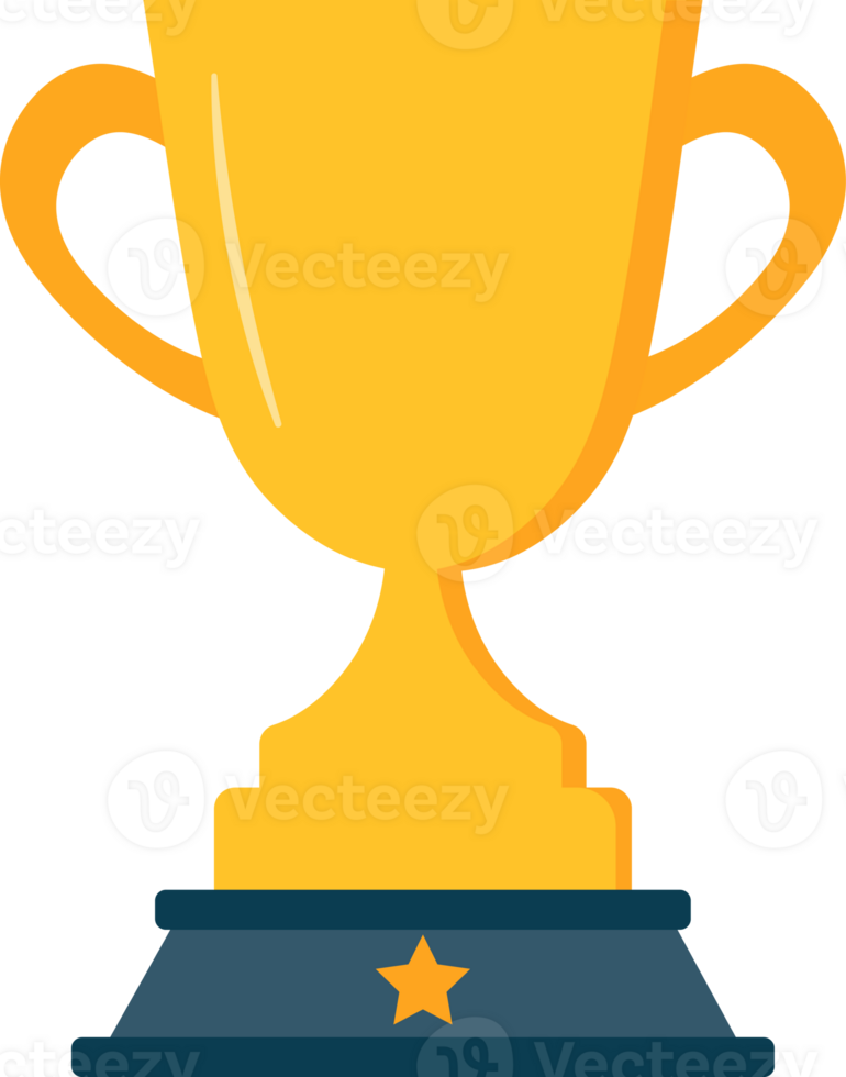 Shiny golden trophy cup with stand, the first prize design element. png