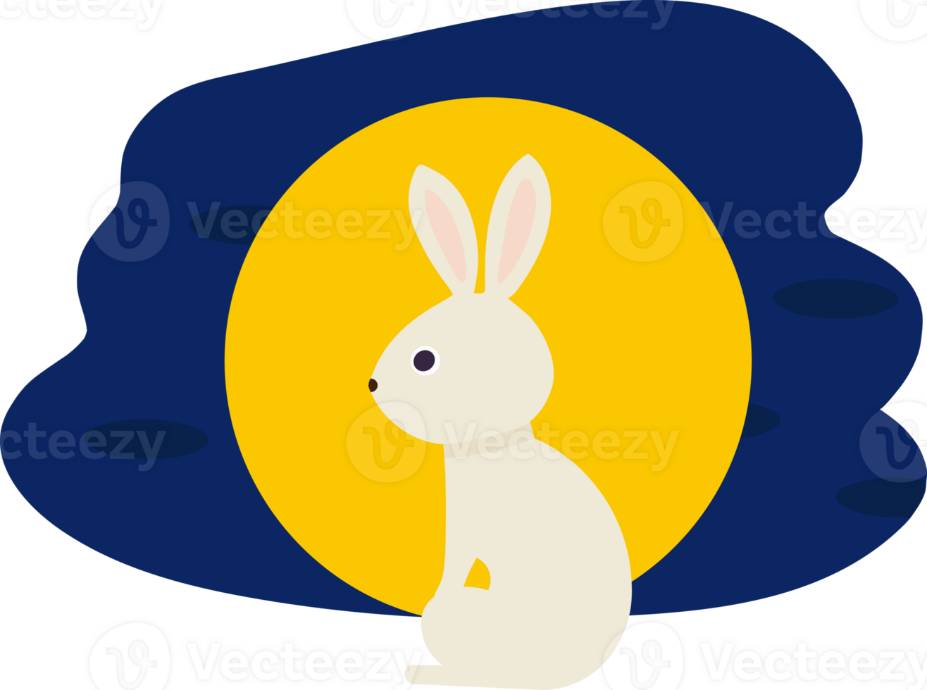 Chinese moon rabbit, Jade hare with full moon background and festive pattern. png