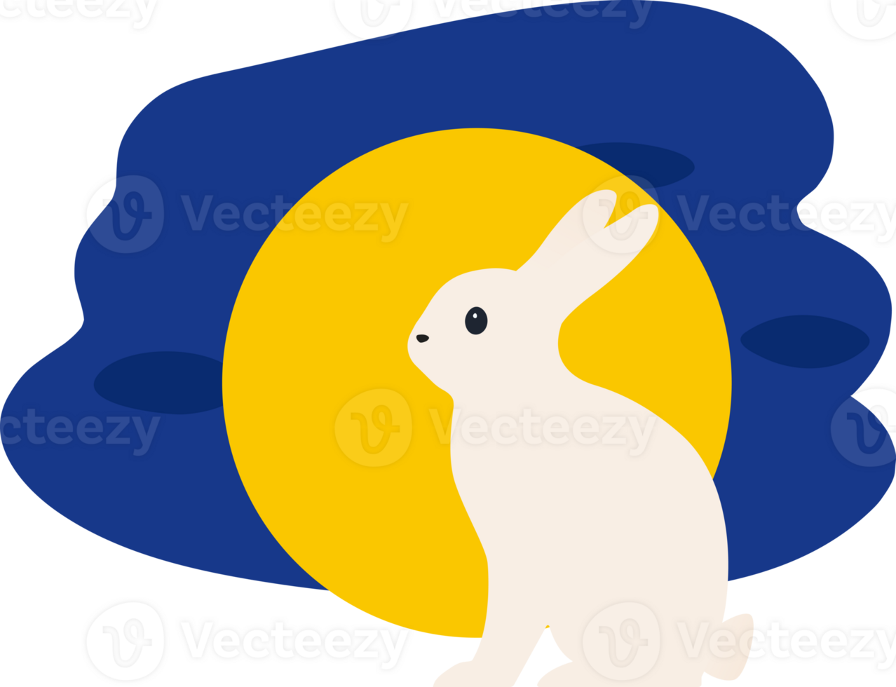 Chinese moon rabbit, Jade hare with full moon background and festive pattern. png