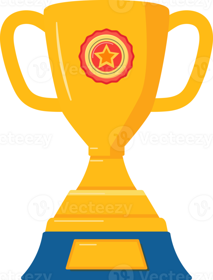 Shiny golden trophy cup with stand, the first prize design element. png