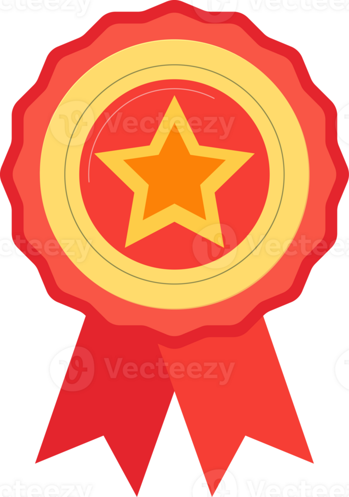 Golden star medal with ribbon, the first prize design element. png
