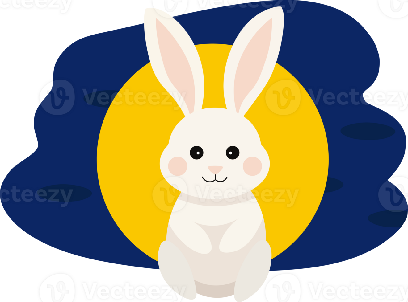 Chinese moon rabbit, Jade hare with full moon background and festive pattern. png