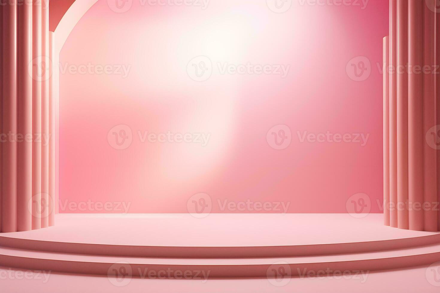 blank stage for display of presentation product with pink wall room with shadow and light from windows, in the style of minimalist background, modern interior concept, AI generate photo