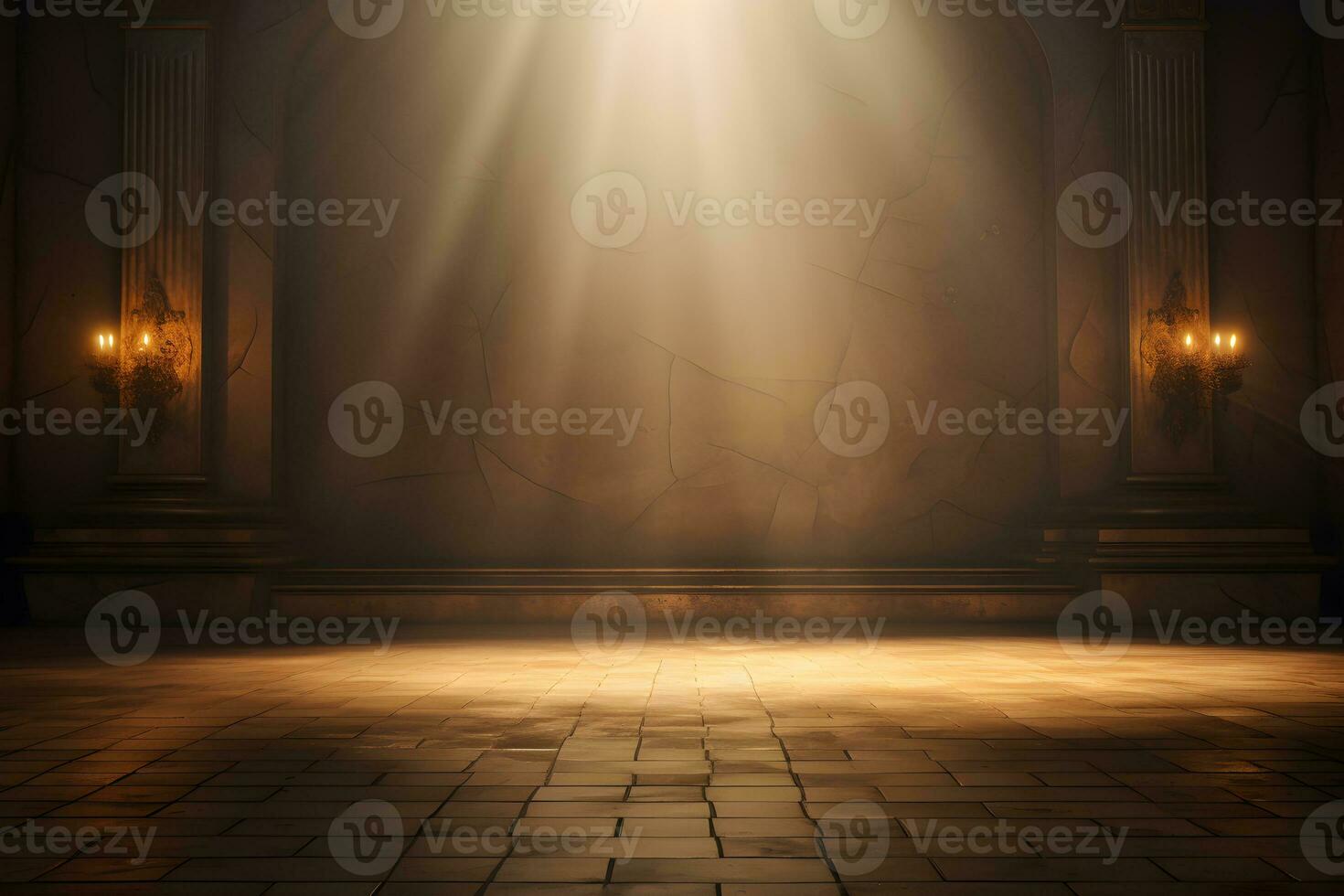 old abandoned room with shadow and light from windows, in the style of minimalist background, modern interior concept, AI generate photo