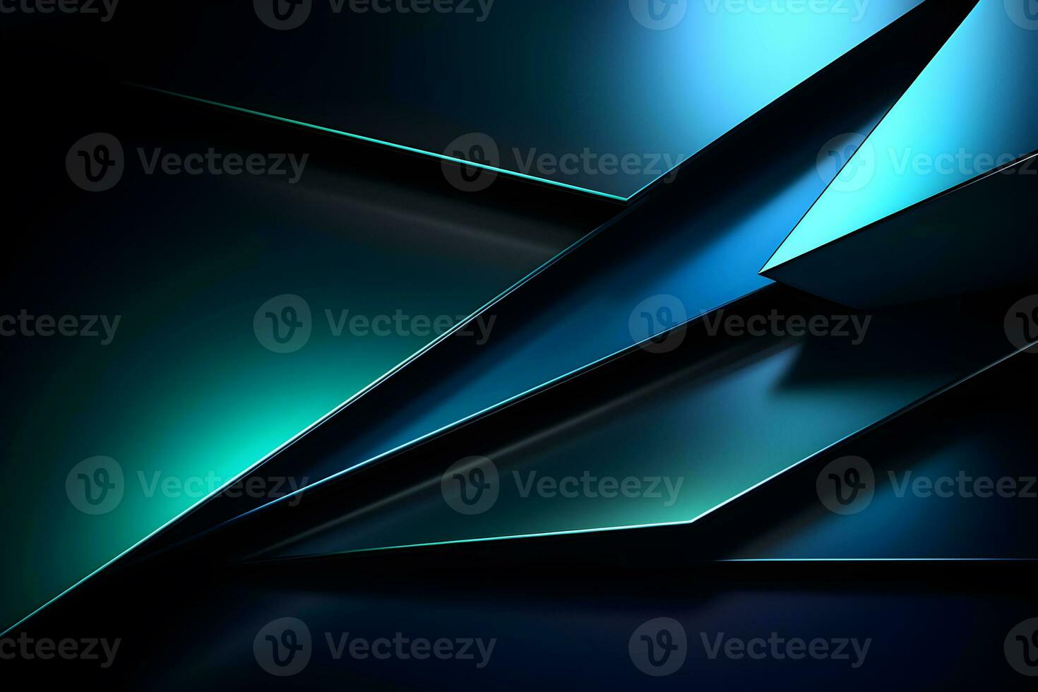 abstract background with 3D geometric blue and green design, AI generate photo