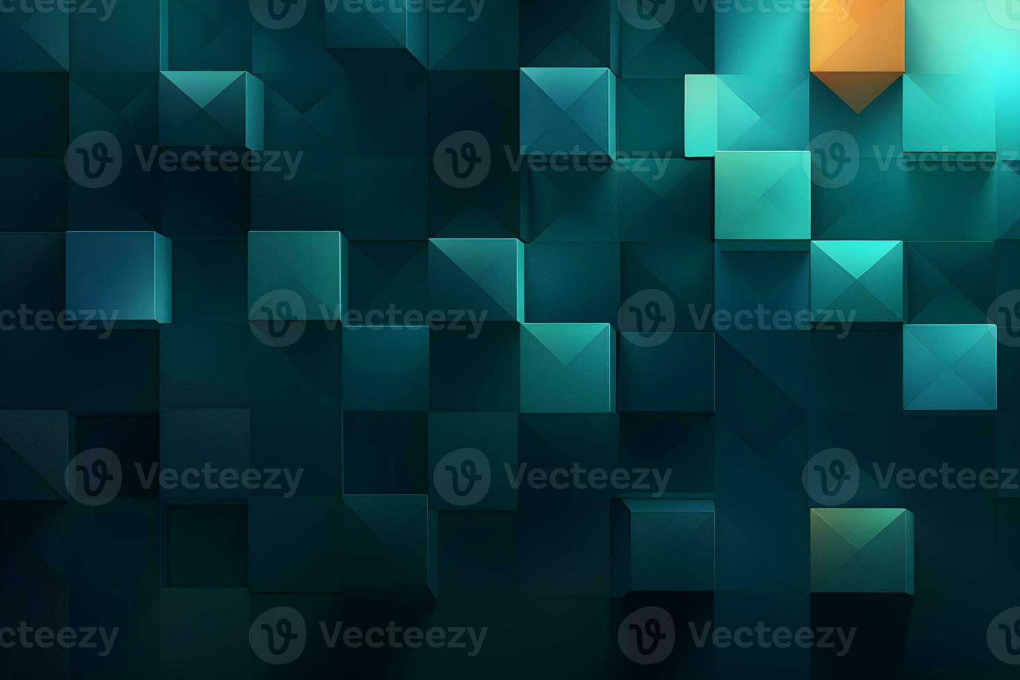 abstract background with 3D geometric blue and green design, AI generate photo