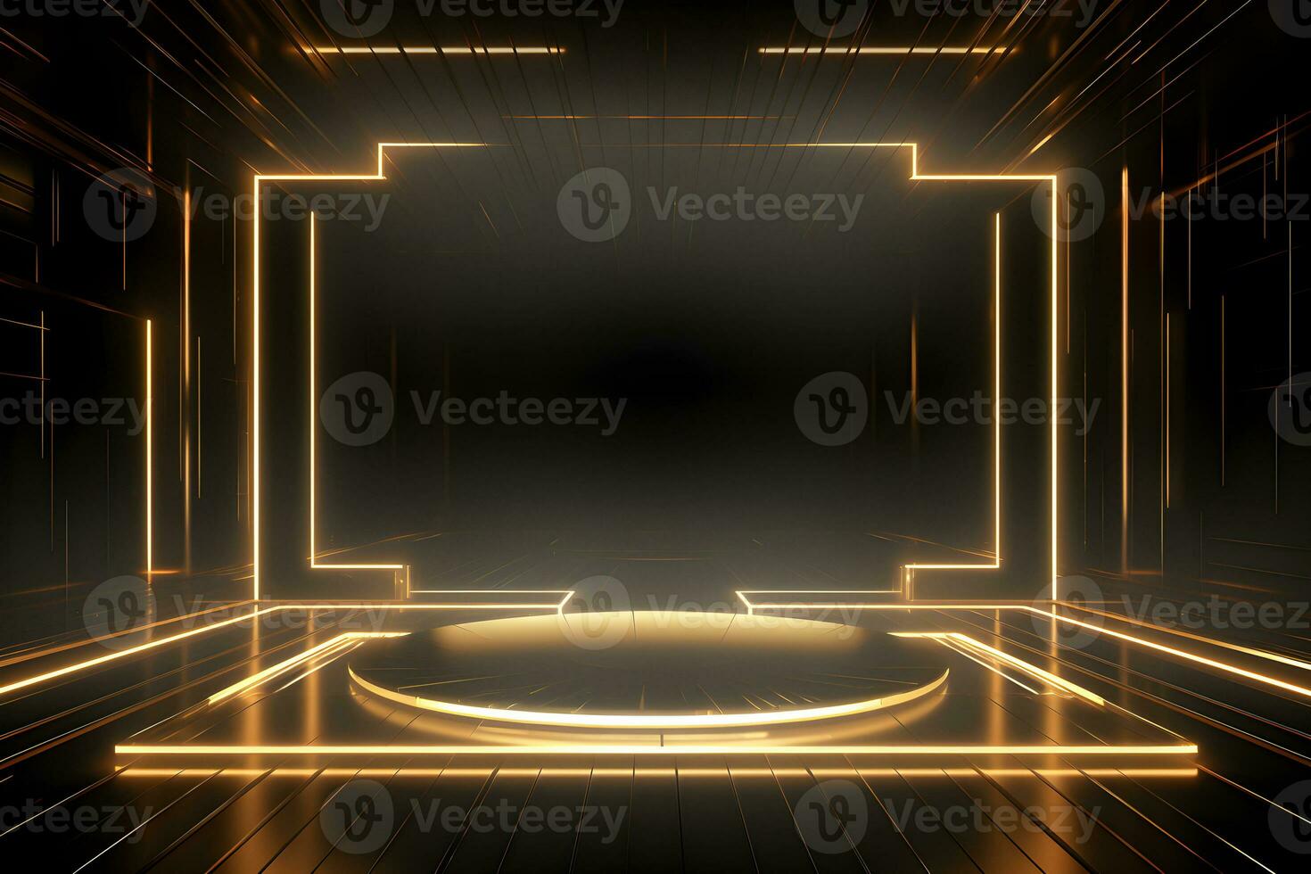 golden and black stage wall room abstract background with elegance presentation display backdrops with glow light, AI generate photo