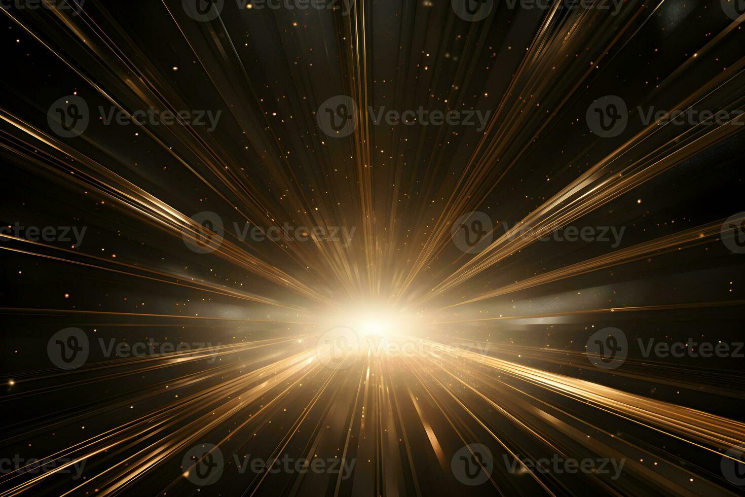 abstract background light gold beams dark lines with stars, AI generate photo
