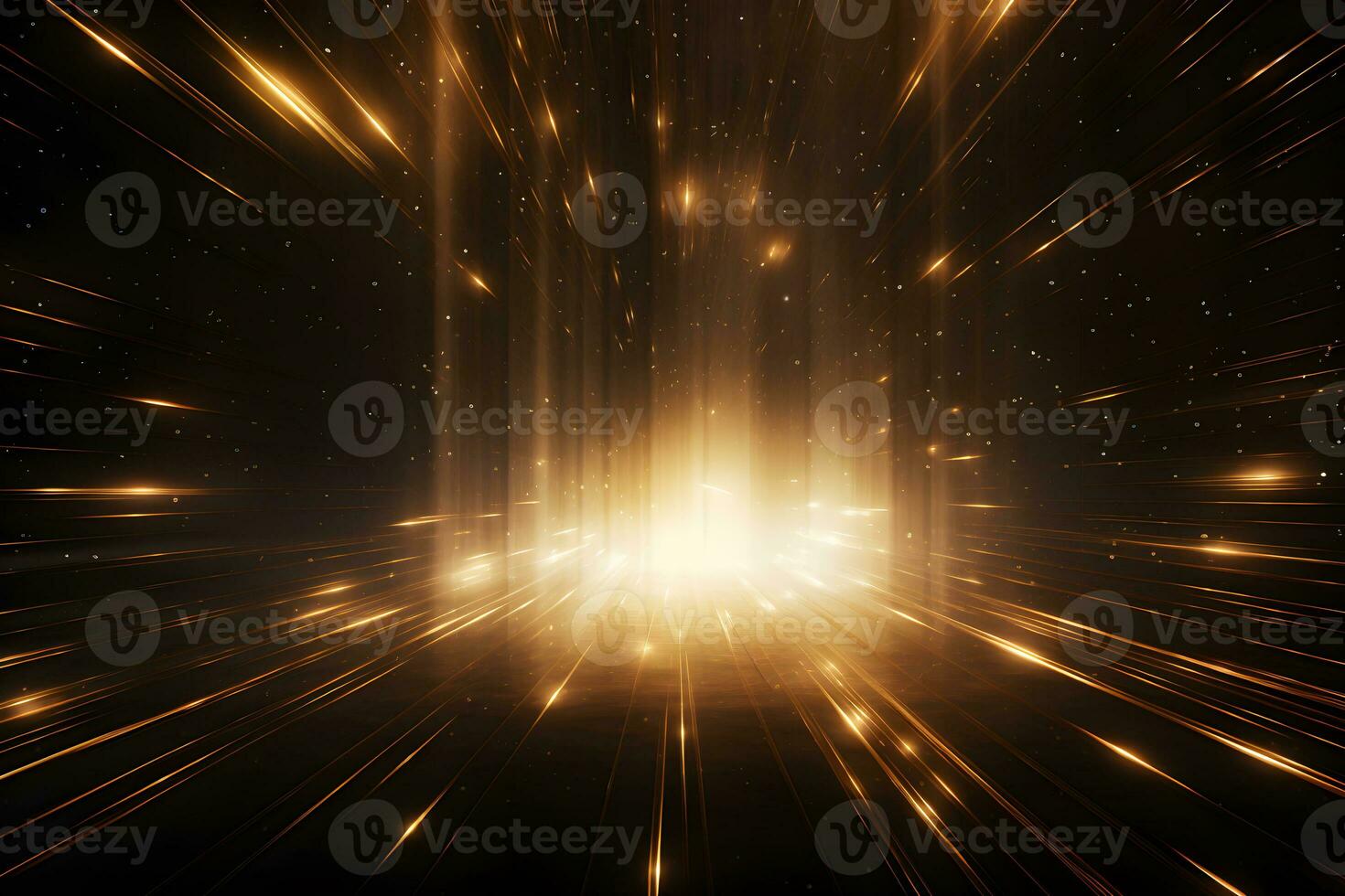 abstract background light gold beams dark lines with stars, AI generate photo