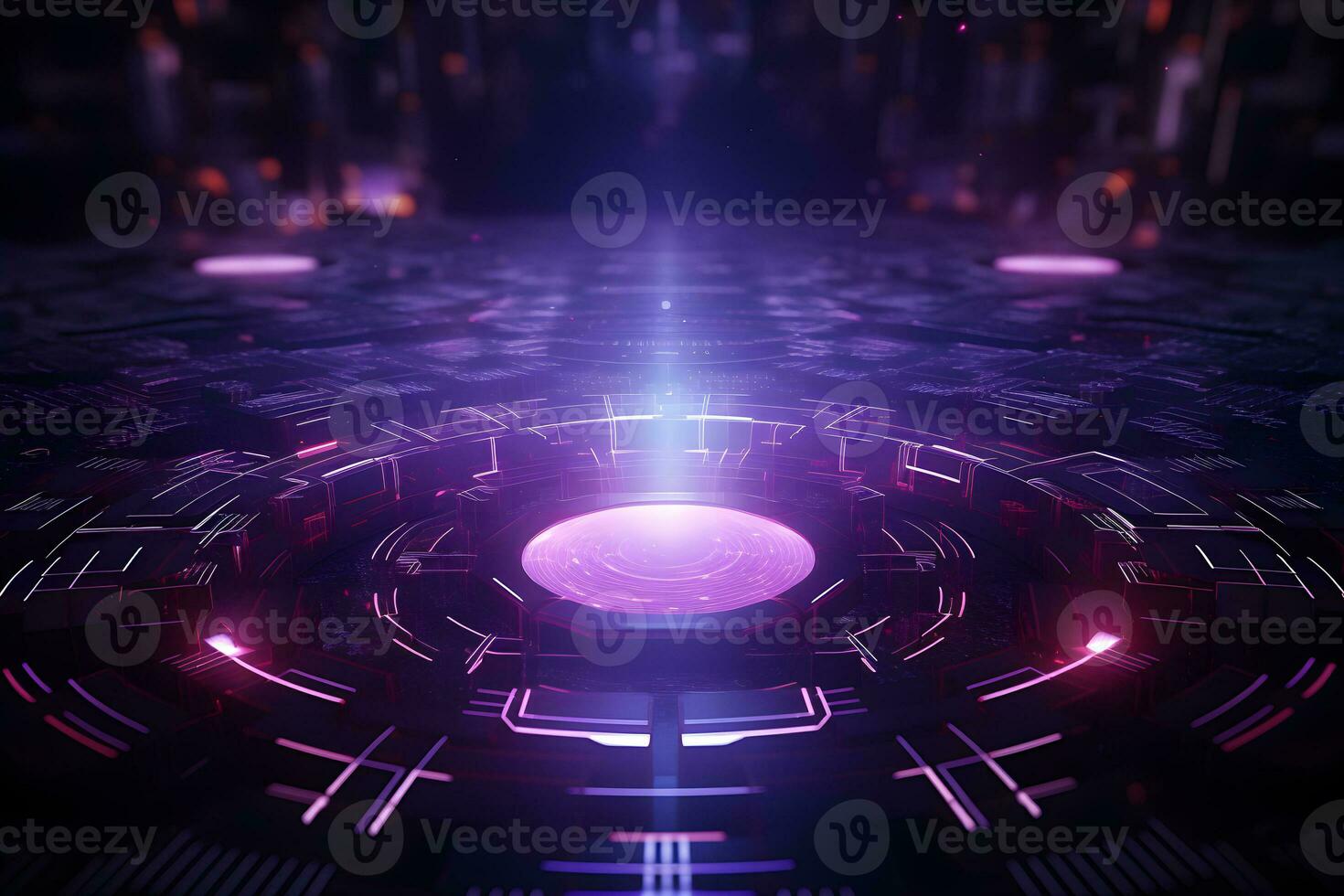 technology background with code glowing lights abstract design concept in purple colors, AI generate photo