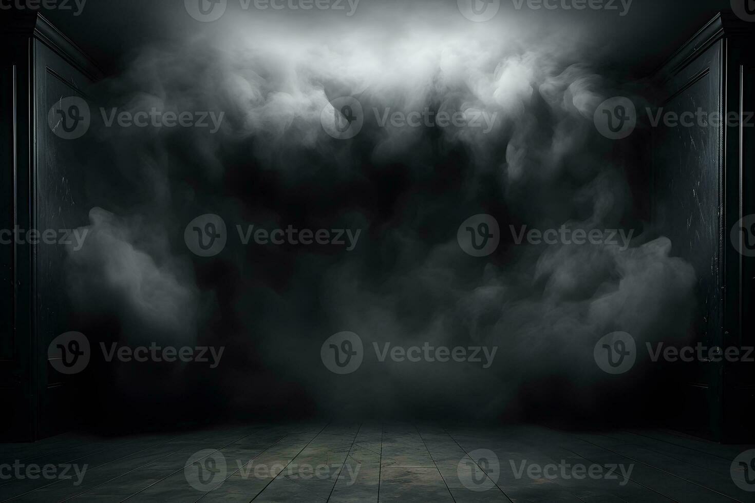 dark room with light and smoke mist or fog, in the style of minimalist background, modern interior concept, AI generate photo