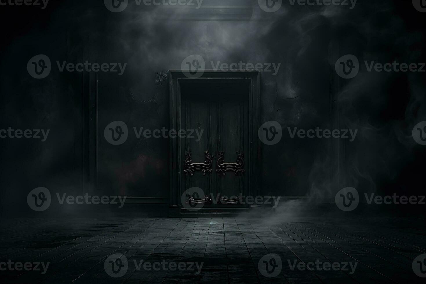 dark room with light and smoke mist or fog, in the style of minimalist background, modern interior concept, AI generate photo