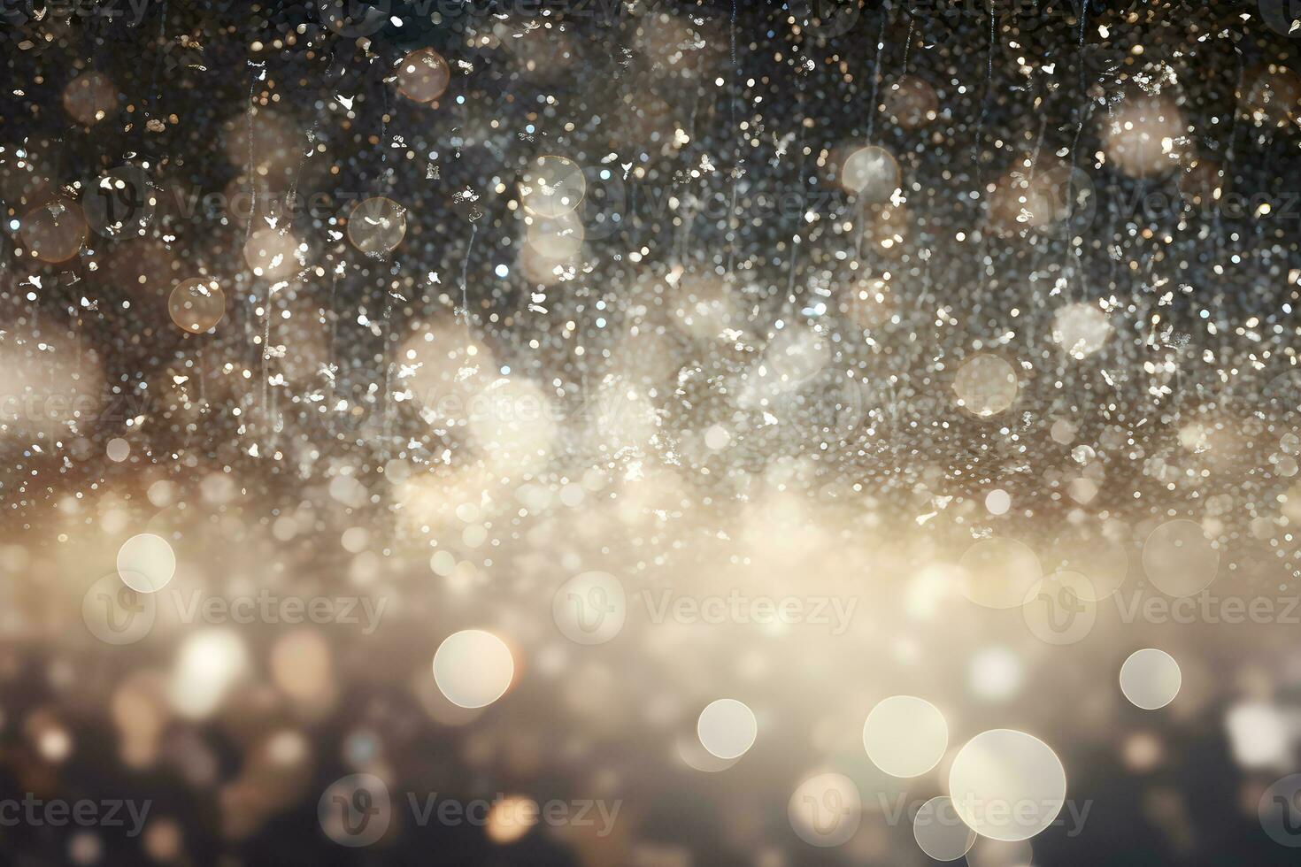 abstract bokeh background glitter vintage lights background. gold silver and white. de-focused, AI generate photo