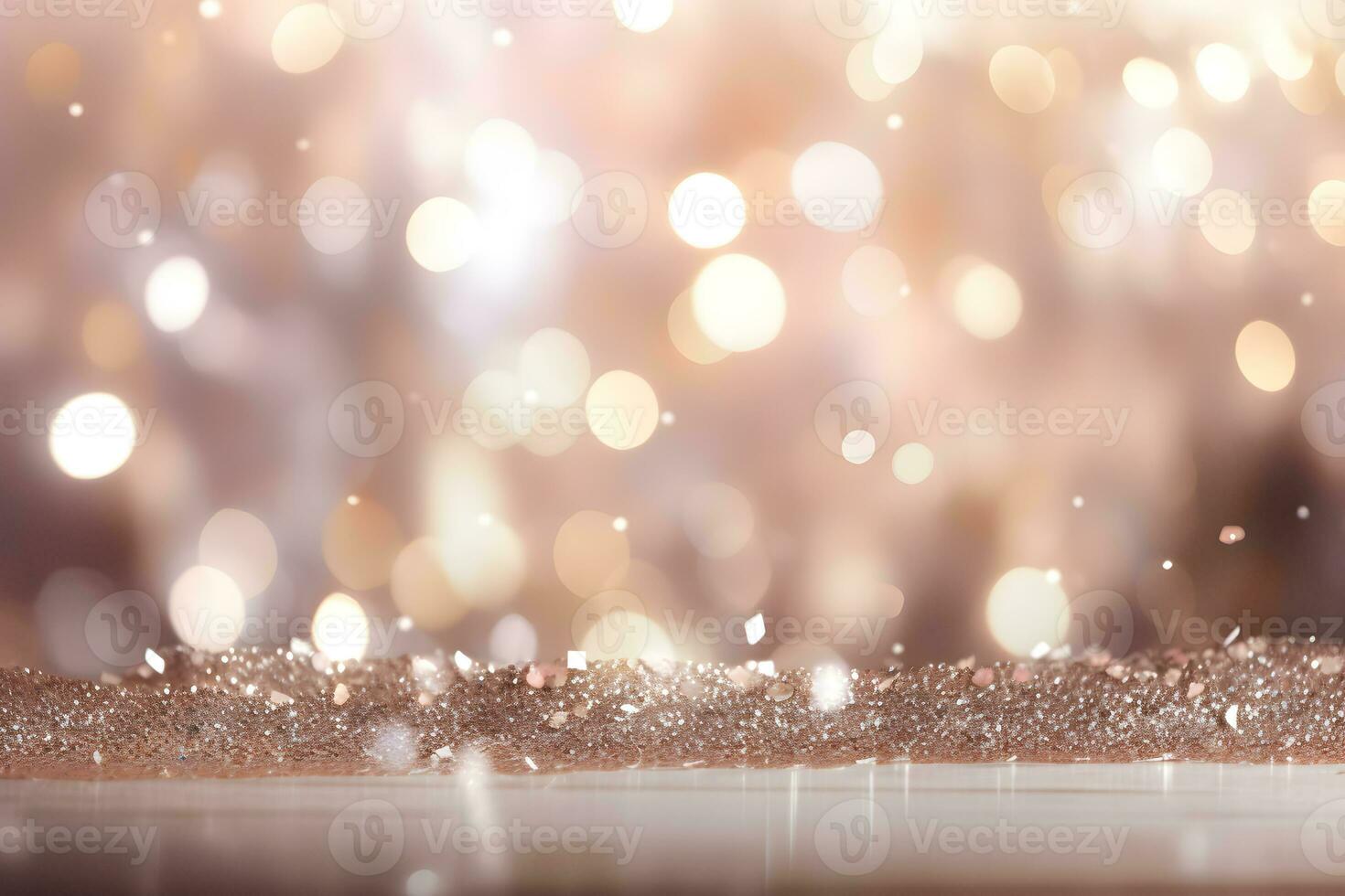 abstract bokeh background glitter vintage lights background. gold silver and white. de-focused, AI generate photo