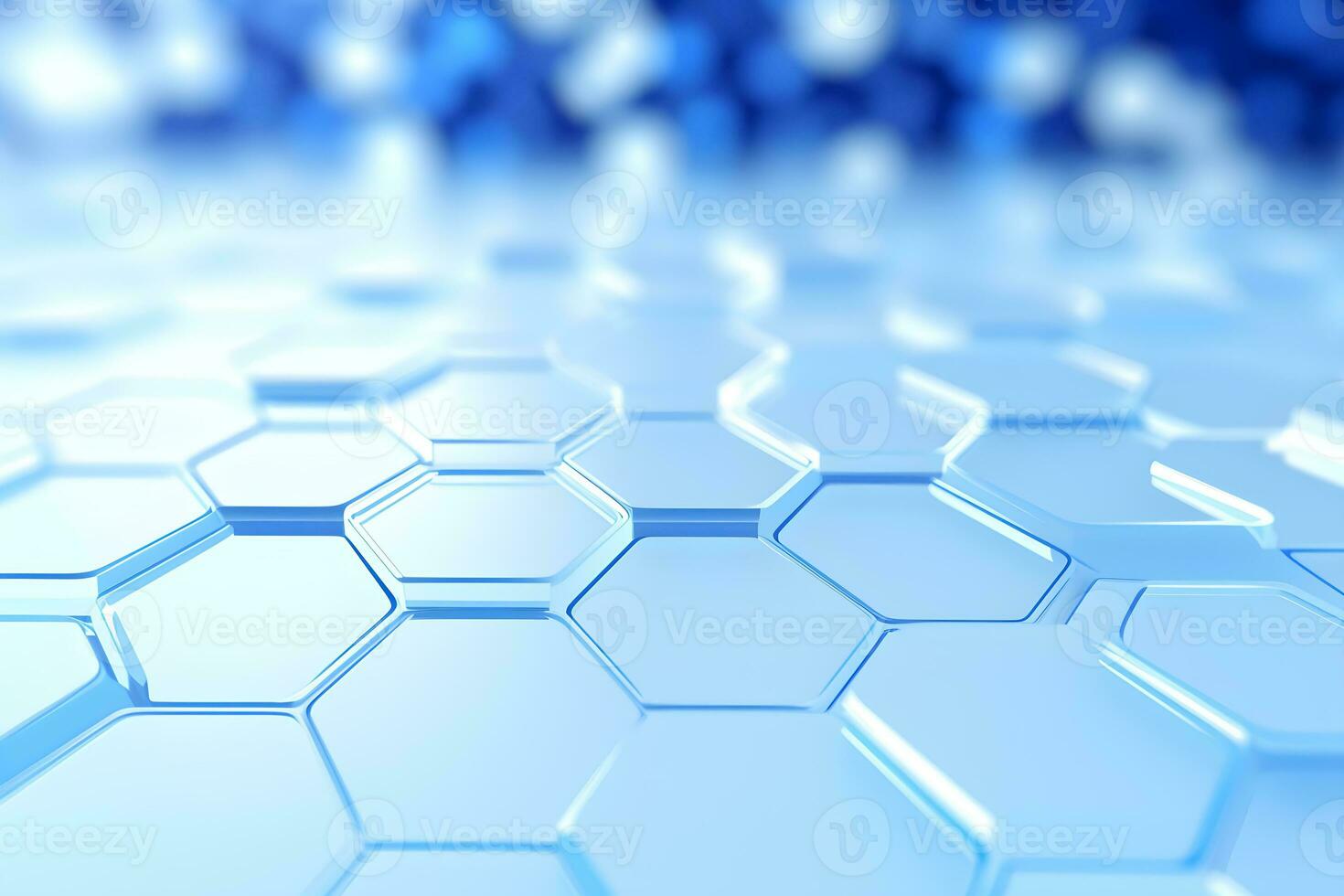 abstract 3D hexagons modern blue background, Digital image of light rays, stripes lines with blue light, AI generate photo