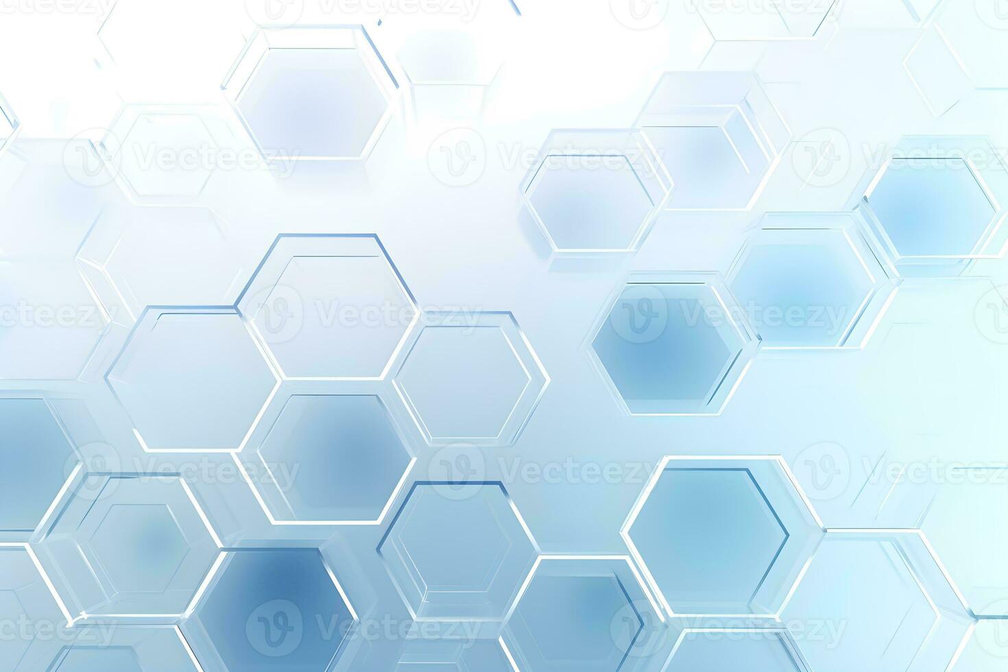 abstract 3D hexagons modern blue background, Digital image of light rays, stripes lines with blue light, AI generate photo