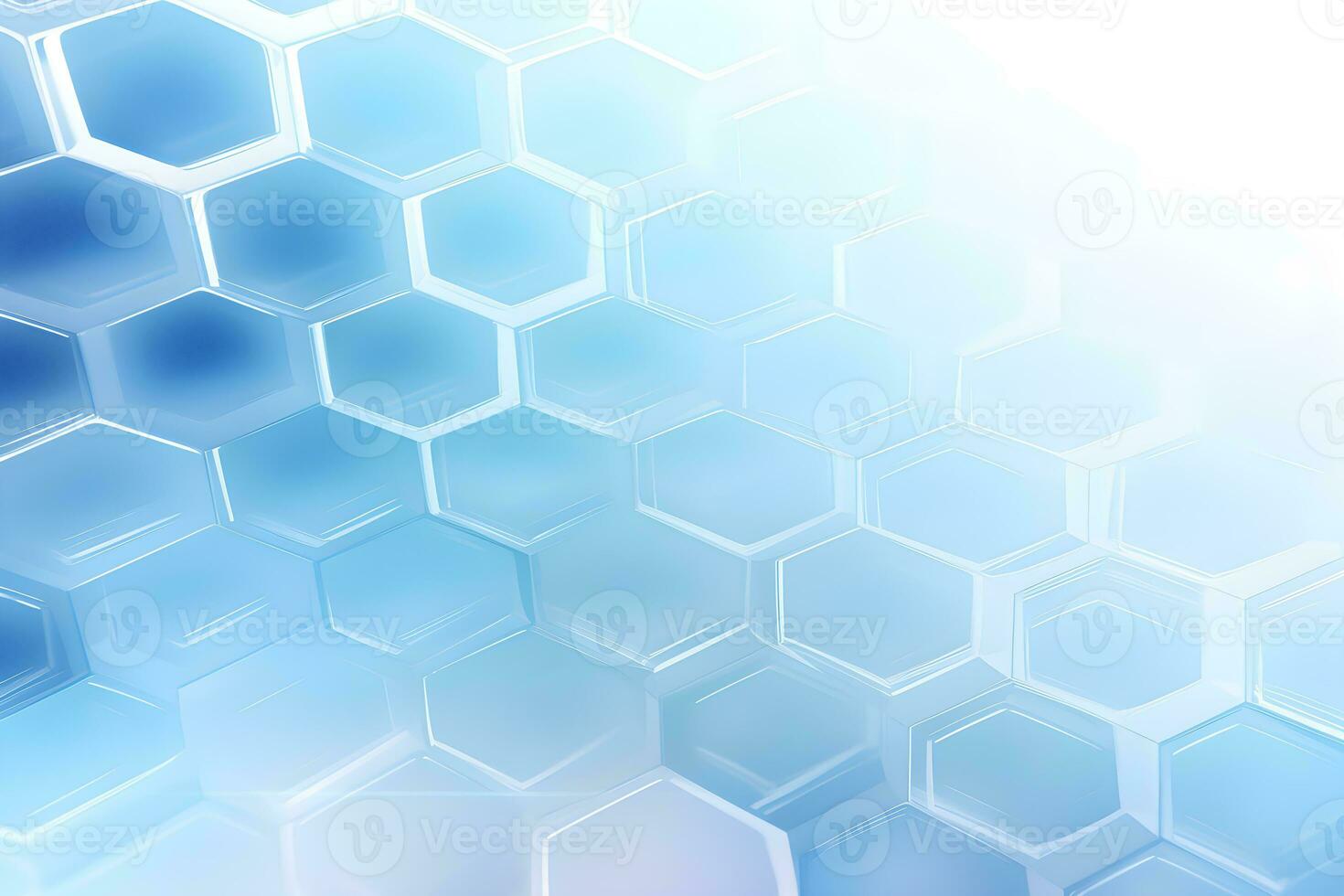 abstract 3D hexagons modern blue background, Digital image of light rays, stripes lines with blue light, AI generate photo