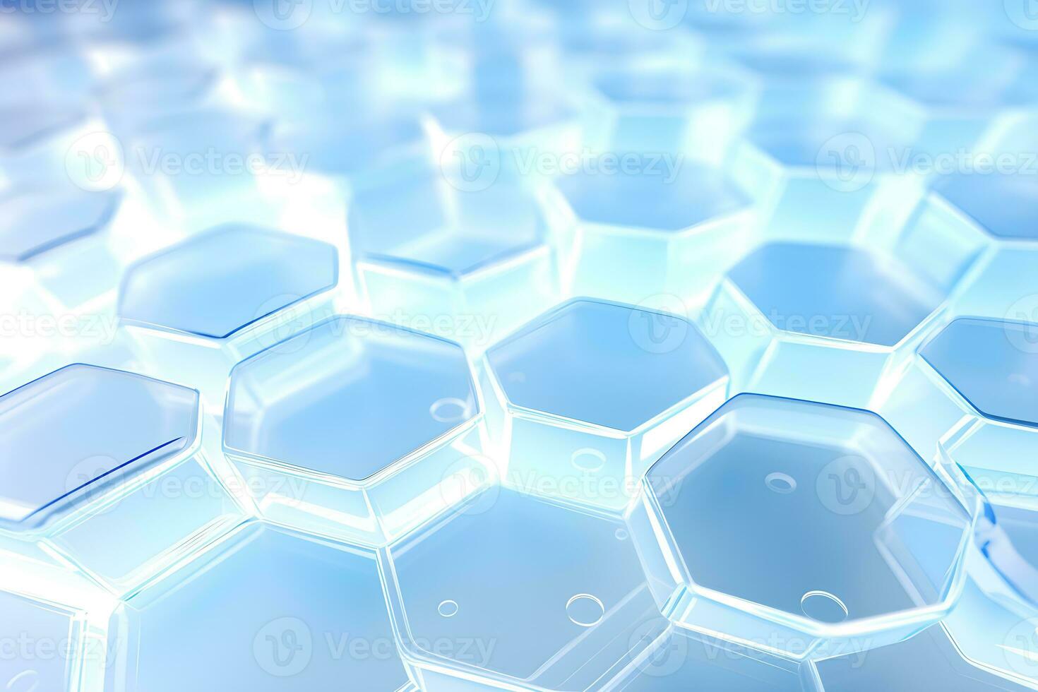 abstract 3D hexagons modern blue background, Digital image of light rays, stripes lines with blue light, AI generate photo