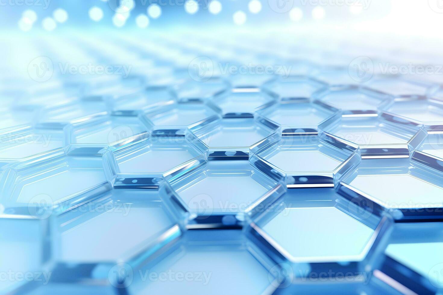 abstract 3D hexagons modern blue background, Digital image of light rays, stripes lines with blue light, AI generate photo