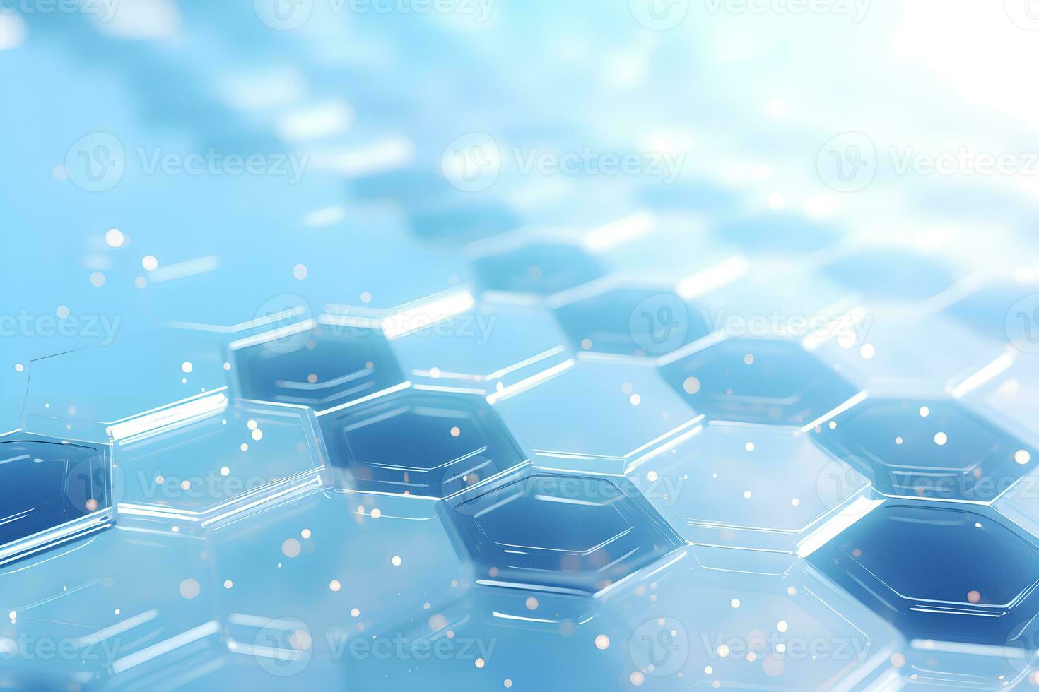 abstract 3D hexagons modern blue background, Digital image of light rays, stripes lines with blue light, AI generate photo
