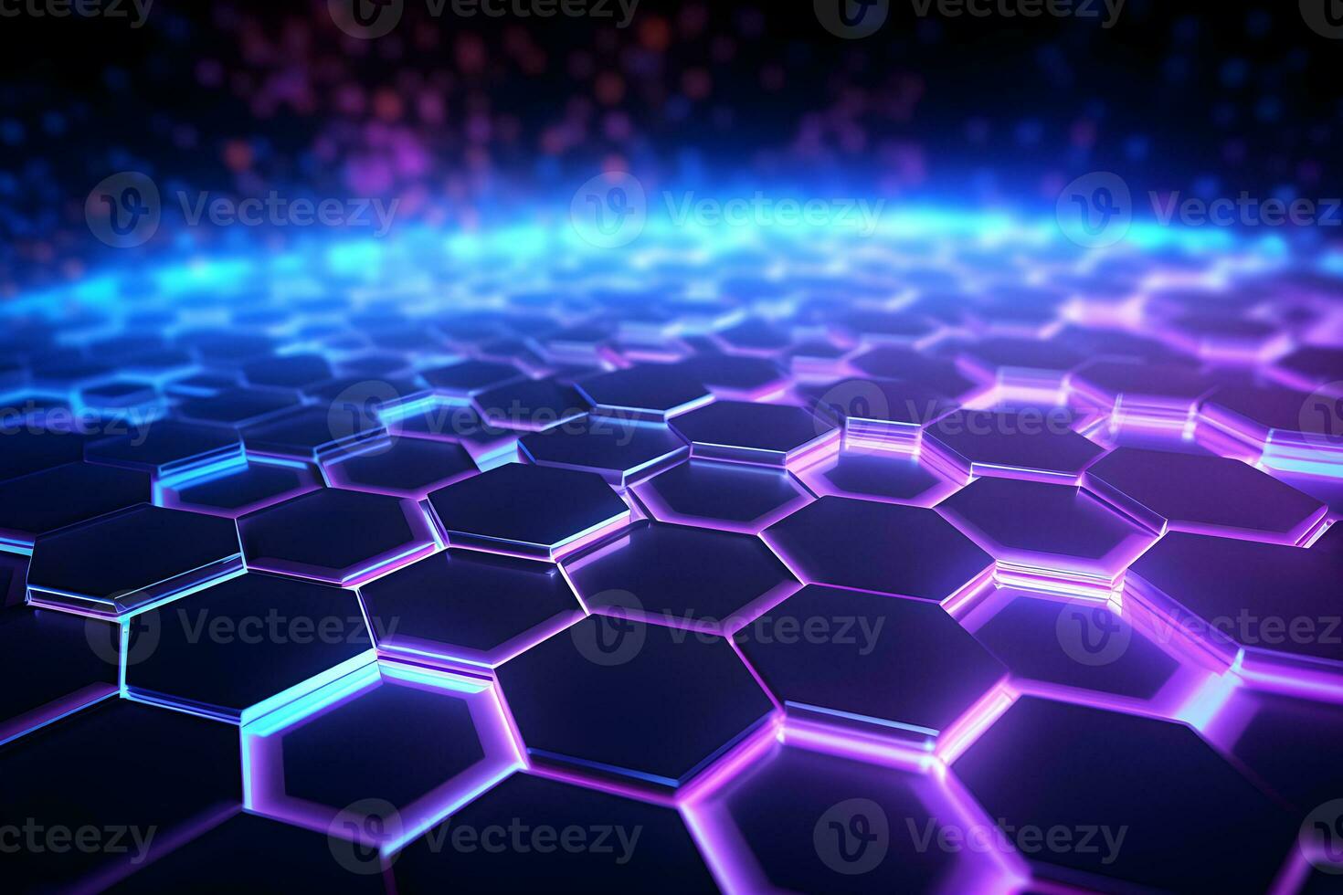 abstract 3D hexagons modern blue background, Digital image of light rays, stripes lines with blue light, AI generate photo