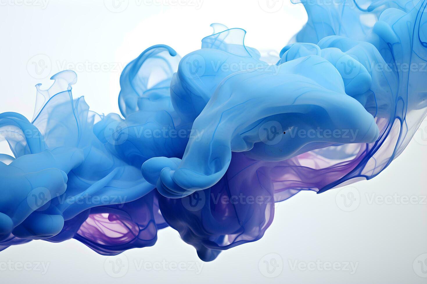 abstract blue liquid Acrylic colors and ink in water, AI generate photo