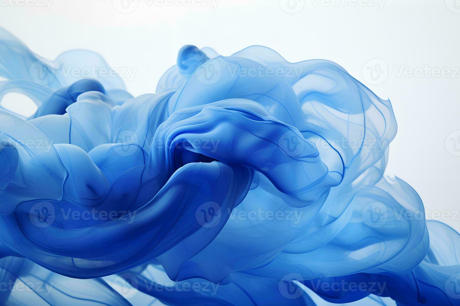 abstract blue liquid Acrylic colors and ink in water, AI generate photo