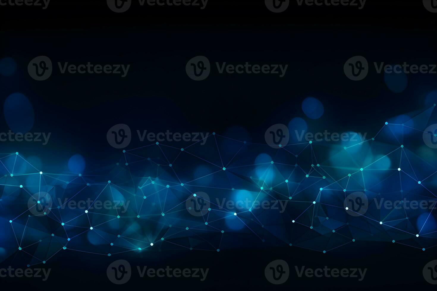 Abstract futuristic Molecules technology with polygonal shapes on dark blue background design digital technology concept. AI generate photo