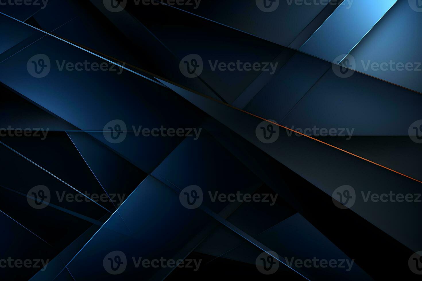 abstract 3d background black and blue with geometric blue light design, AI generate photo