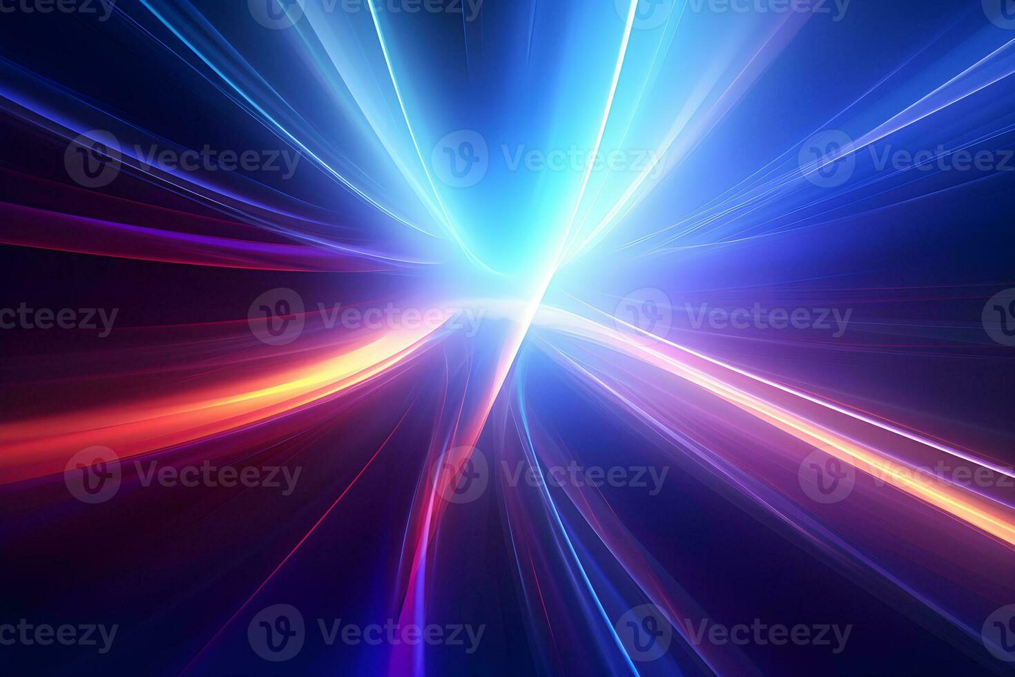 abstract multicolor spectrum background, bright orange blue neon rays and colorful glowing lines, AI generate photo