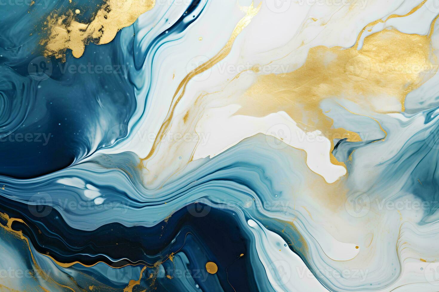 Luxury abstract fluid art painting background alcohol ink technique navy blue and gold, AI generate photo