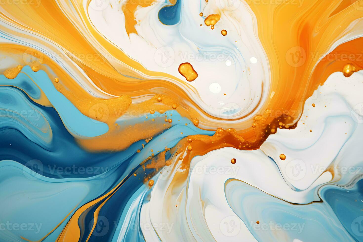 Luxury abstract fluid art painting background alcohol ink technique navy blue and gold, AI generate photo