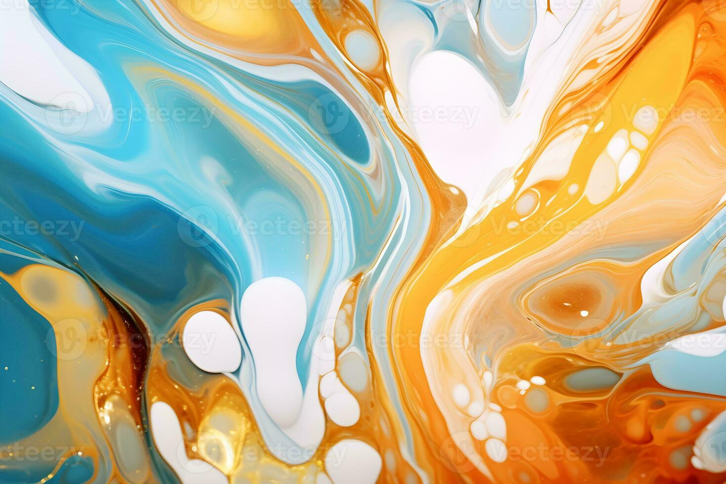 Luxury abstract fluid art painting background alcohol ink technique navy blue and gold, AI generate photo