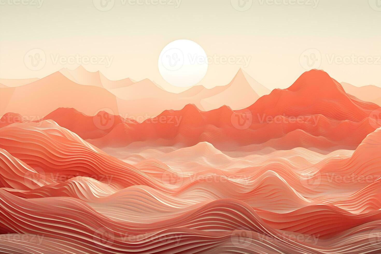 abstract waves and mountains Japanese style background with line wave pattern, AI generate photo