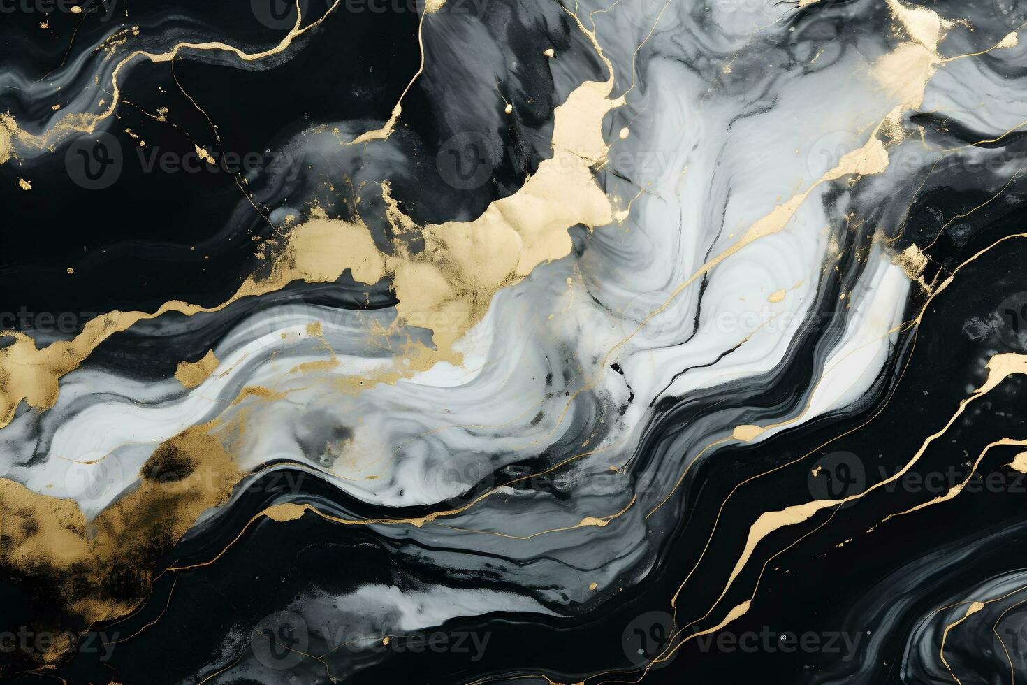 Luxury abstract fluid art painting background alcohol ink technique navy black and gold, AI generate photo