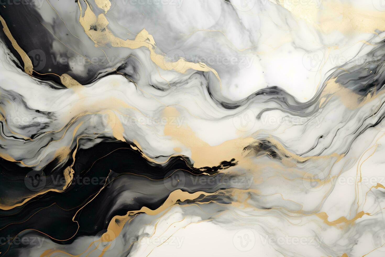 Luxury abstract fluid art painting background alcohol ink technique navy black and gold, AI generate photo
