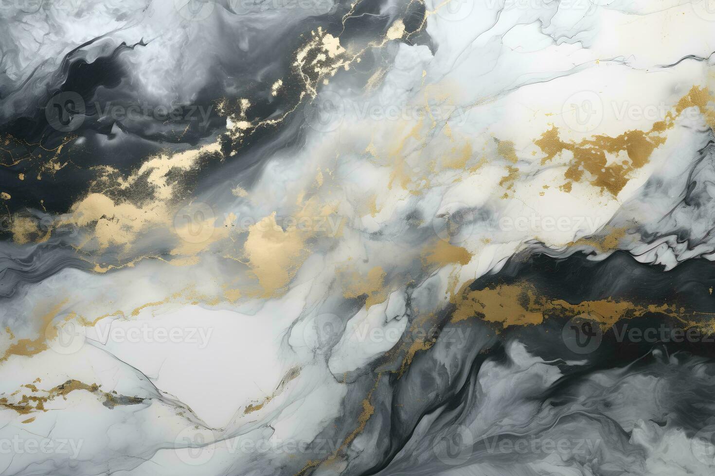 Luxury abstract fluid art painting background alcohol ink technique navy black and gold, AI generate photo