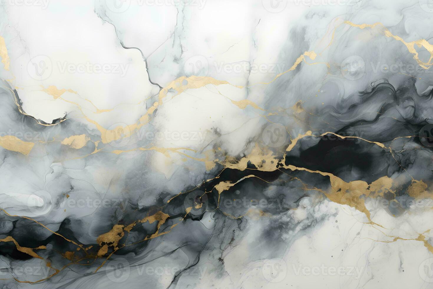 Luxury abstract fluid art painting background alcohol ink technique navy black and gold, AI generate photo