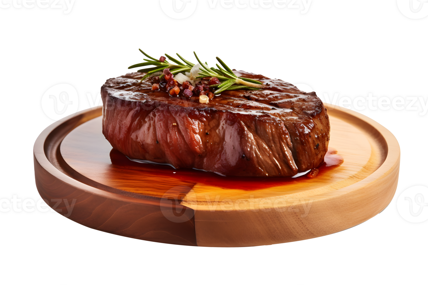 Beef steak meat cutting on a wooden board, Japanese Wagyu Beef Yakiniku Steak, isolated on white background, ai generate png