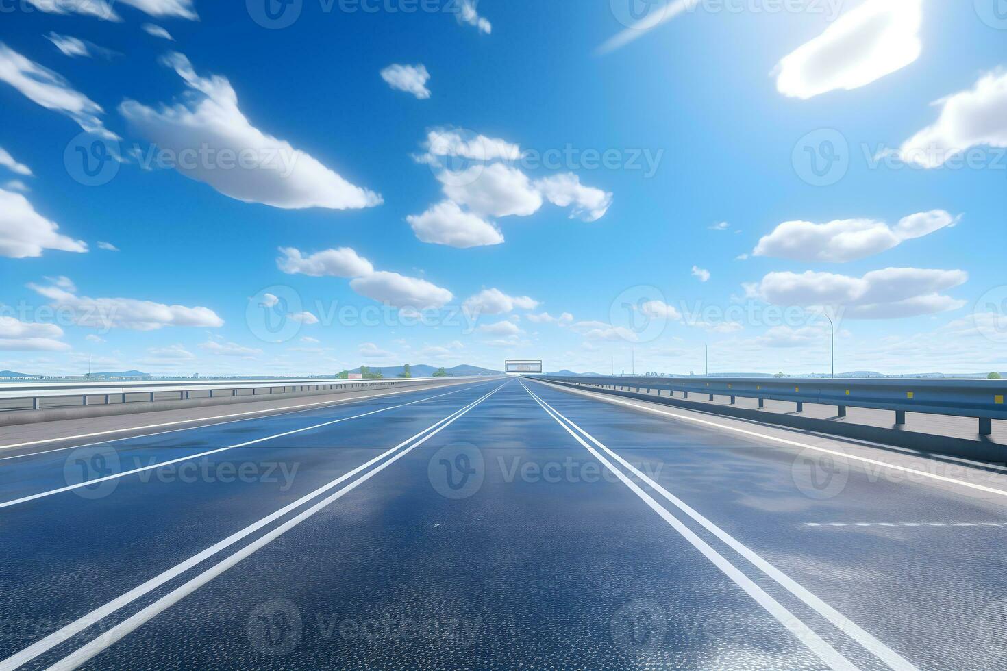 empty space road racing highway driving under the blue sky mock up place. Landing page concept, AI generate, AI generate photo